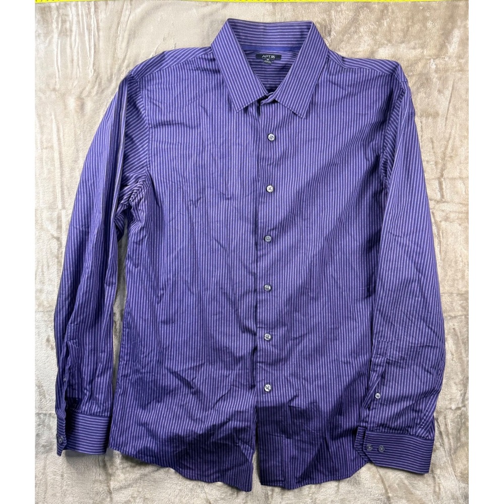 Y2K Apt 9 Mens Striped Long Sleeve Button Down Shirt Size M 100% Cotton Classic